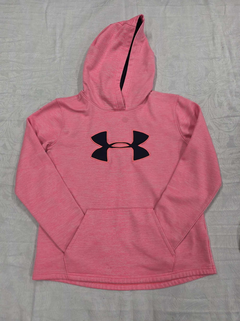 Under Armour Pink Hooded Pullover with Black Logo- Size S
